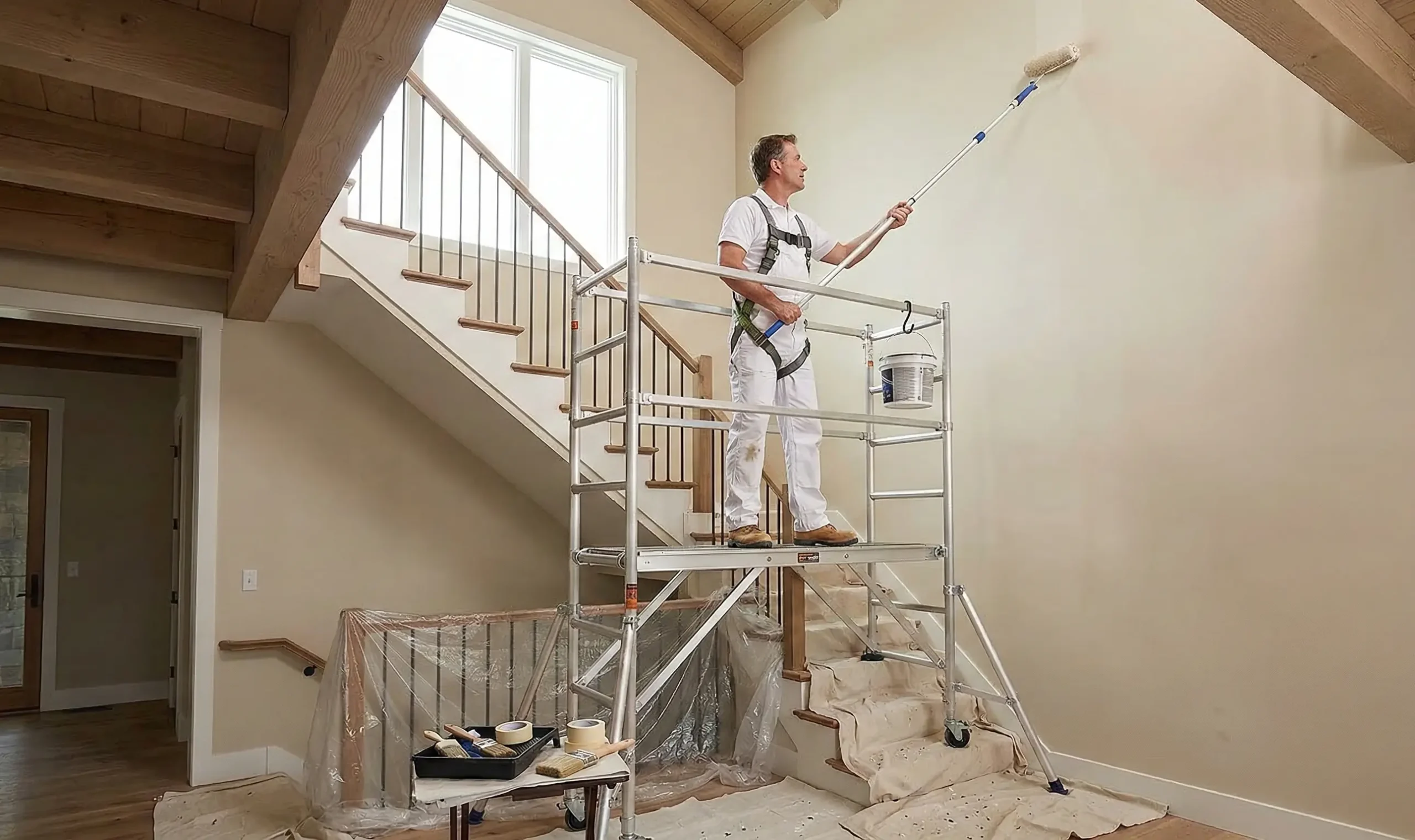 renovation peinture cage escalier plafond haut securite